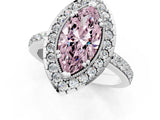 White gold Fancy Pink Marquise Cut Diamond Halo Ring with Pavé Band and Prong Setting_13