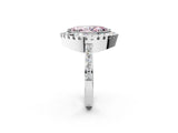 White gold Fancy Pink Marquise Cut Diamond Halo Ring with Pavé Band and Prong Setting_14