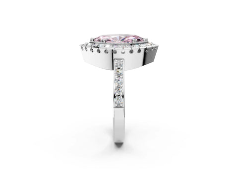 White gold Fancy Pink Marquise Cut Diamond Halo Ring with Pavé Band and Prong Setting_14