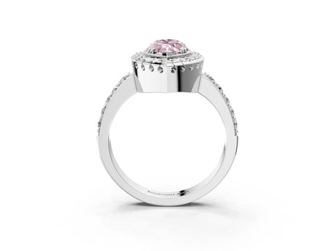 White gold Fancy Pink Marquise Cut Diamond Halo Ring with Pavé Band and Prong Setting_15