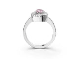 White gold Fancy Pink Marquise Cut Diamond Halo Ring with Pavé Band and Prong Setting_15