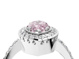 White gold Fancy Pink Marquise Cut Diamond Halo Ring with Pavé Band and Prong Setting_16