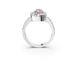 White gold Fancy Pink Marquise Cut Diamond Halo Ring with Pavé Band and Prong Setting_3