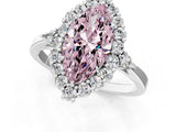 White gold Fancy Pink Marquise Cut Diamond Halo Ring with Pear Side Stones and Prong Setting_76