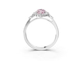 White gold Fancy Pink Marquise Cut Diamond Halo Ring with Pear Side Stones and Prong Setting_78