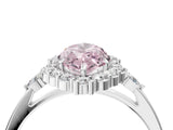 White gold Fancy Pink Marquise Cut Diamond Halo Ring with Pear Side Stones and Prong Setting_79