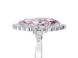 White gold Fancy Pink Marquise Cut Diamond Halo Ring with Pear Side Stones and Prong Setting_80