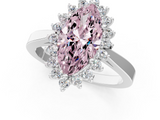 White gold Fancy Pink Marquise  Cut Diamond Halo Ring with Round Brilliant Halo and Solitaire Band_88