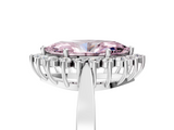 White gold Fancy Pink Marquise  Cut Diamond Halo Ring with Round Brilliant Halo and Solitaire Band_90