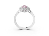 White gold Fancy Pink Marquise  Cut Diamond Halo Ring with Round Brilliant Halo and Solitaire Band_90