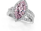 White gold Fancy Pink Marquise Cut Diamond Halo Ring with Round Split Shank and Prong Setting_27