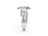 White gold Fancy Pink Marquise Cut Diamond Halo Ring with Round Split Shank and Prong Setting_28