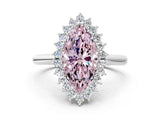 White gold Fancy Pink Marquise  Cut Diamond Halo Ring with Solitaire Band and Prong Setting_53