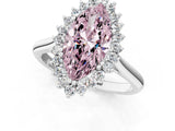 White gold Fancy Pink Marquise  Cut Diamond Halo Ring with Solitaire Band and Prong Setting_54