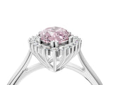 White gold Fancy Pink Marquise  Cut Diamond Halo Ring with Solitaire Band and Prong Setting_57