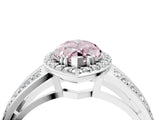 White gold Fancy Pink Marquise Cut Diamond Halo Ring with Split Shank Pavé Band and Four-Prong Setting_16