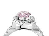 White gold Fancy Pink Marquise Cut Diamond Halo Ring with Split Shank Pavé Band and Prong Setting_101