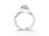White gold Fancy Pink Marquise Cut Diamond Halo Ring with Split Shank Pavé Band and Prong Setting_98