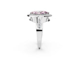 White gold Fancy Pink Marquise Cut Diamond Halo Ring with Split Shank and Bezel Accents and Prong Setting_2