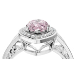White gold Fancy Pink Marquise Cut Diamond Halo Ring with Split Shank and Bezel Accents and Prong Setting_4