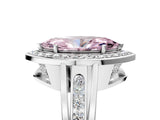 White gold Fancy Pink Marquise Cut Diamond Halo Ring with Split Shank and Bezel Accents and Prong Setting_5