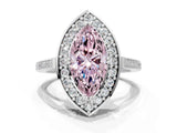 White gold Fancy Pink Marquise Cut Diamond Halo Ring with Split Shank and Four-Prong Setting_91