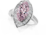 White gold Fancy Pink Marquise Cut Diamond Halo Ring with Split Shank and Four-Prong Setting_92