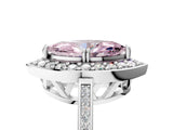 White gold Fancy Pink Marquise Cut Diamond Halo Ring with Split Shank and Four-Prong Setting_96
