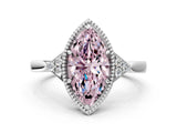 White gold Fancy Pink Marquise Cut Diamond Halo Ring with Tapered Band and Four-Prong Setting_19