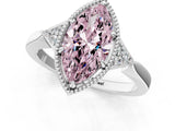 White gold Fancy Pink Marquise Cut Diamond Halo Ring with Tapered Band and Four-Prong Setting_20