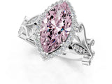 White gold Fancy Pink Marquise Cut Diamond Halo Ring with Vintage Split Shank and Four-Prong Setting_110