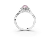 White gold Fancy Pink Marquise Cut Diamond Halo Ring with Vintage Split Shank and Four-Prong Setting_112