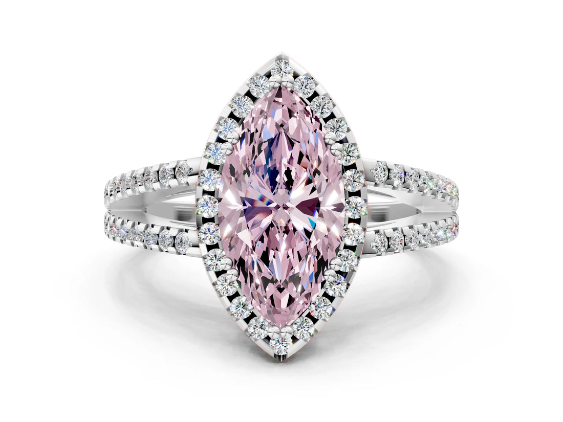 White gold Fancy Pink Marquise Cut Diamond Halo Split Shank Engagement Ring_51
