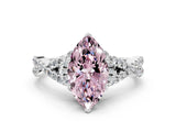 White gold Fancy Pink Marquise Cut Diamond  Halo Twist Band Solitaire Prong Setting Ring_13