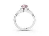 White gold Fancy Pink Marquise Cut Diamond  Halo Twist Band Solitaire Prong Setting Ring_16