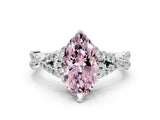 White gold Fancy Pink Marquise Cut Diamond  Halo Twist Band Solitaire Prong Setting Ring_20