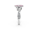 White gold Fancy Pink Marquise Cut Diamond  Halo Twist Band Solitaire Prong Setting Ring_22