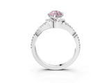 White gold Fancy Pink Marquise Cut Diamond  Halo Twist Band Solitaire Prong Setting Ring_23
