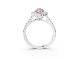 White gold Fancy Pink Marquise  Cut Diamond Milgrain Floral Halo Engagement Ring with Pavé Band_18