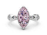 White gold Fancy Pink Marquise  Cut Diamond Milgrain Marquise Band with Prong Setting_3