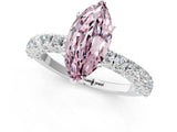 White gold Fancy Pink Marquise Cut Diamond Pavé Band Solitaire Ring with Prong Setting_109