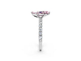 White gold Fancy Pink Marquise Cut Diamond Pavé Band Solitaire Ring with Prong Setting_110