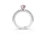 White gold Fancy Pink Marquise Cut Diamond Pavé Band Solitaire Ring with Prong Setting_111