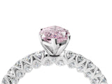White gold Fancy Pink Marquise Cut Diamond Pavé Band Solitaire Ring with Prong Setting_112