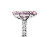 White gold Fancy Pink Marquise Cut Diamond Pavé Band Solitaire Ring with Prong Setting_113
