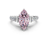 White gold Fancy Pink Marquise  Cut Diamond Pavé Band Solitaire with Four-Prong Setting_15