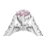 White gold Fancy Pink Marquise  Cut Diamond Pavé Band Solitaire with Four-Prong Setting_19