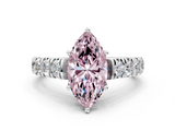 White gold Fancy Pink Marquise  Cut Diamond Pavé Band Solitaire with Four-Prong Setting_3