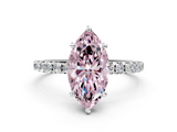 White gold Fancy Pink Marquise  Cut Diamond Pavé Band Solitaire with Four-Prong Setting_3