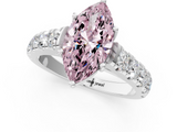 White gold Fancy Pink Marquise  Cut Diamond Pavé Band Solitaire with Four-Prong Setting_4